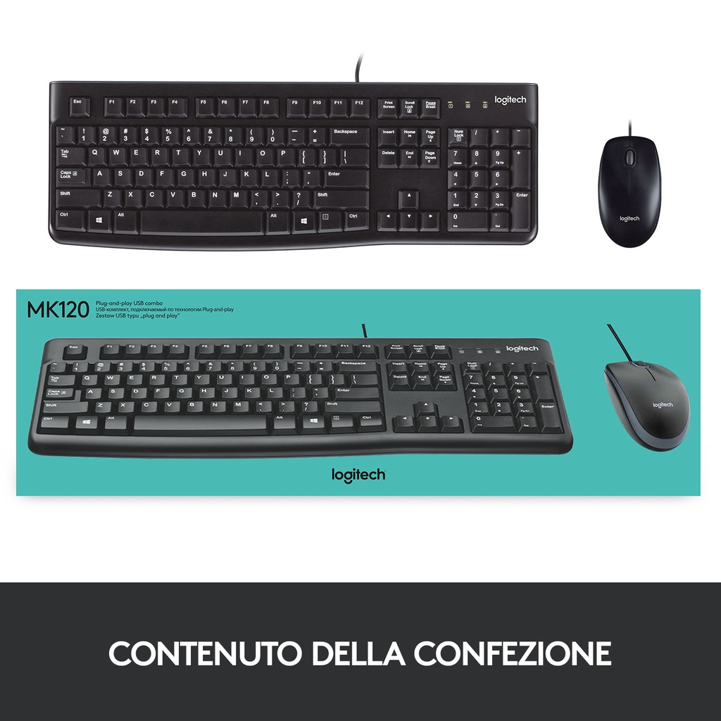 TASTIERA+MOUSE LOGITECH RETAIL MK120 USB