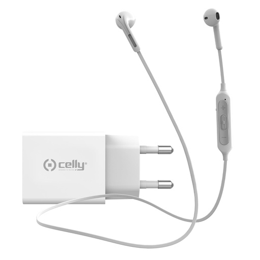 Caricabatterie bianco da viaggio Celly con kit BHdrop